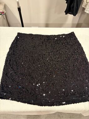 Avenue Black Sequin Mini Skirt